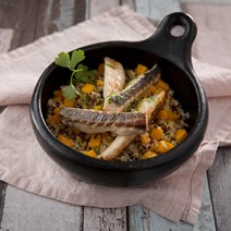 Doradenfilet mit Limettenzeste und Quinoa-Mango-Risotto mit Chablis Premier Cru