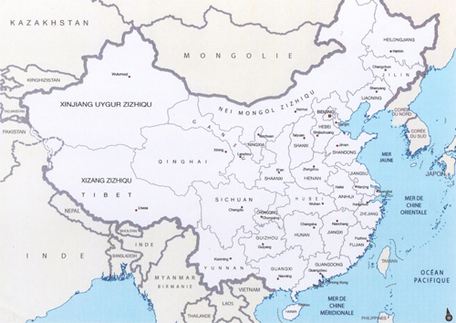 Karte von China - Chablis-Weine