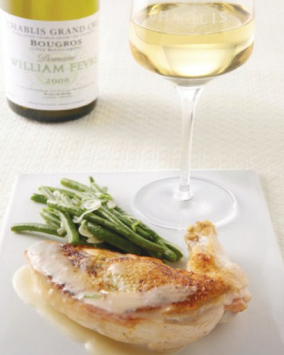 Hähnchen Suprême mit Estragon und Chablis Grand Cru Bougros