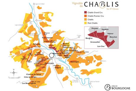 KARTE DER APPELLATIONEN UND CLIMATS VON CHABLIS