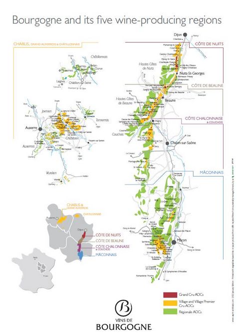 Die Bourgogne und ihre fünf Regionen